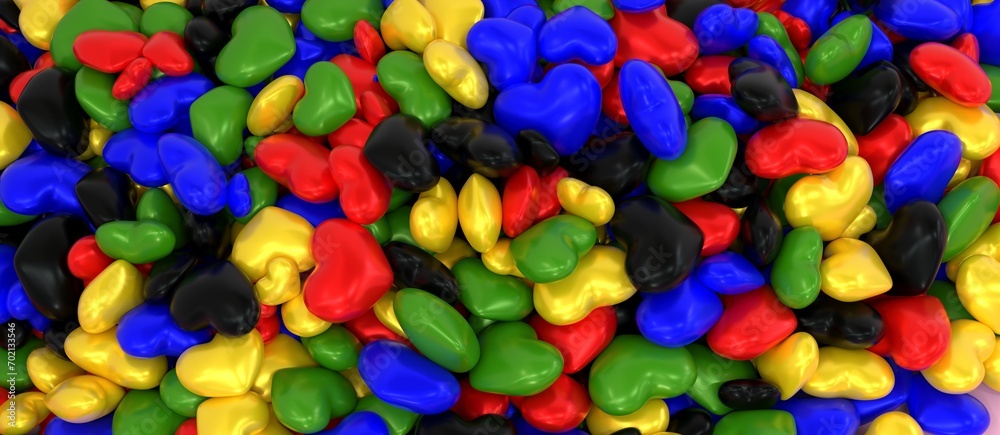 Obraz premium fond rempli de coeurs multicolores empilés les uns sur les autres