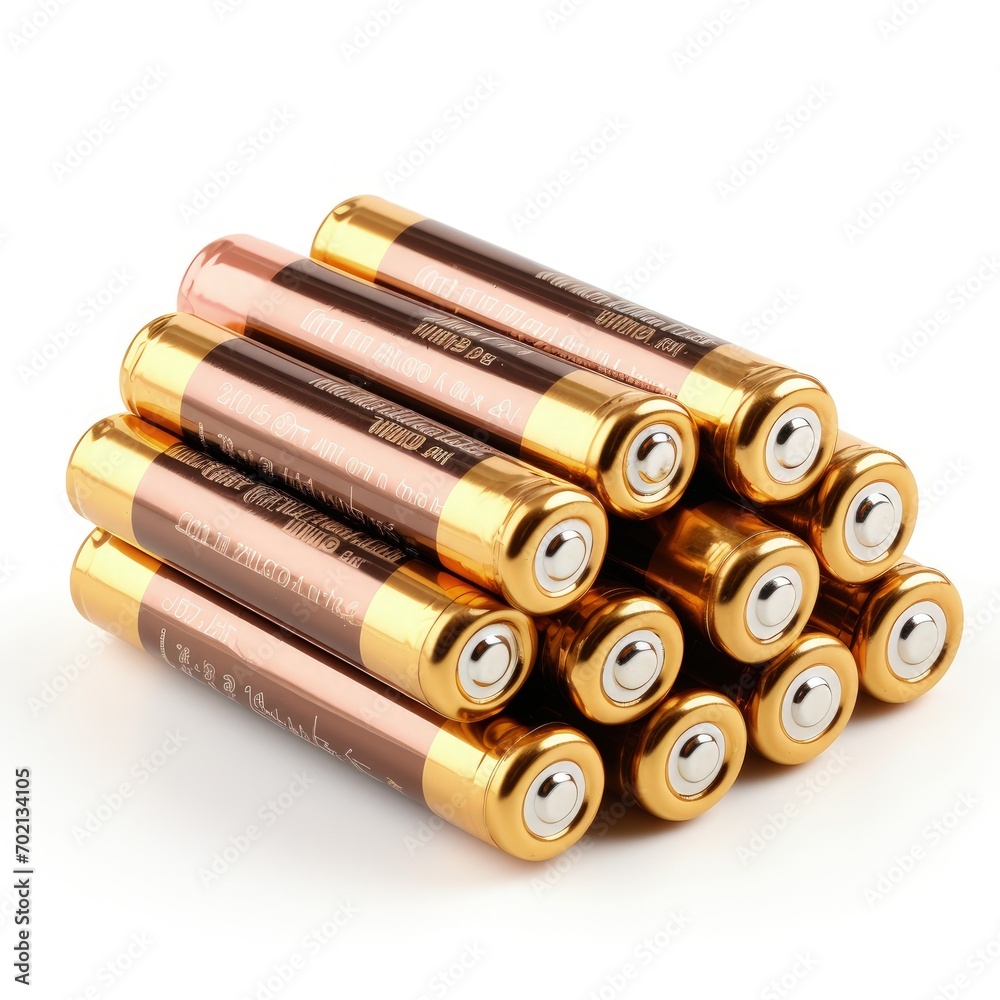 Heap of old batteries on a white surface isolated Heap of old batteries on a white surface isolated