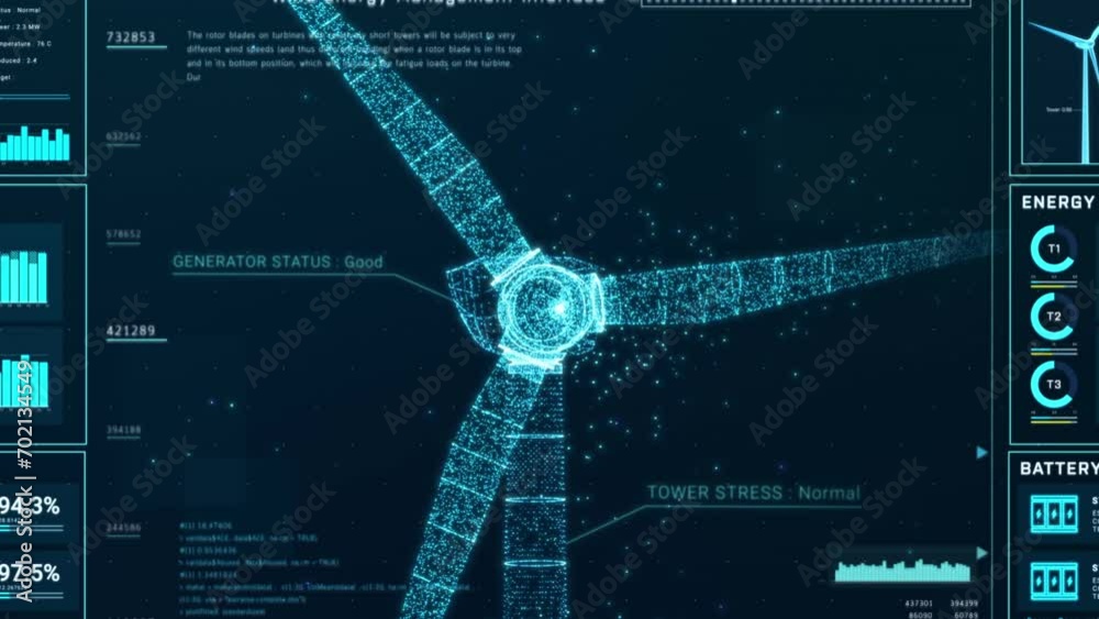 Futuristic wind turbine energy control center interface design, digital ...