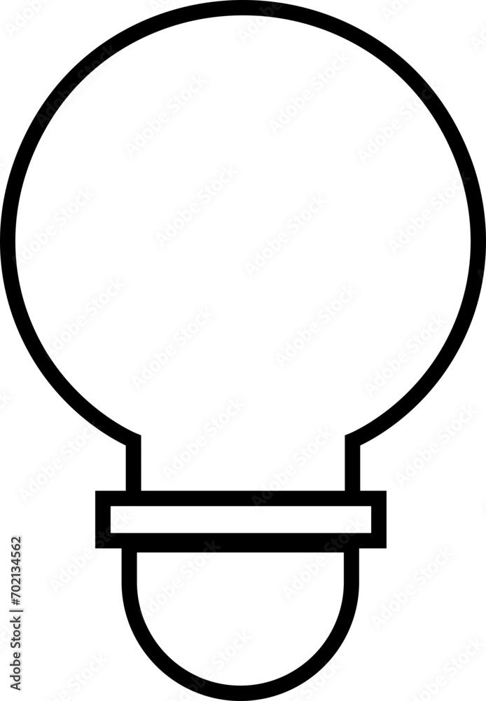 Black Light Bulb icon, isolated on transparent background. Idea sign, solution, thinking concept. Lighting Electric lamp. Electricity, shine. Trendy Line style for graphic design with editable stock.
