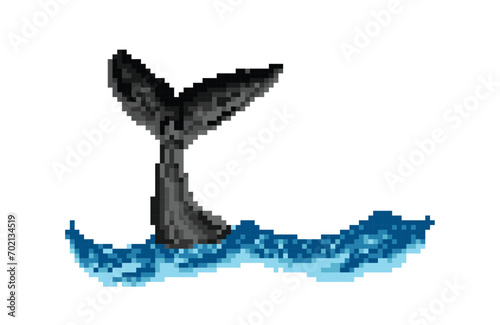 The whale tail symbol with blue wave.