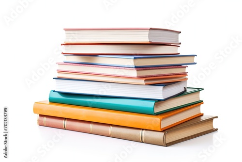 Stack of notebooks on white background