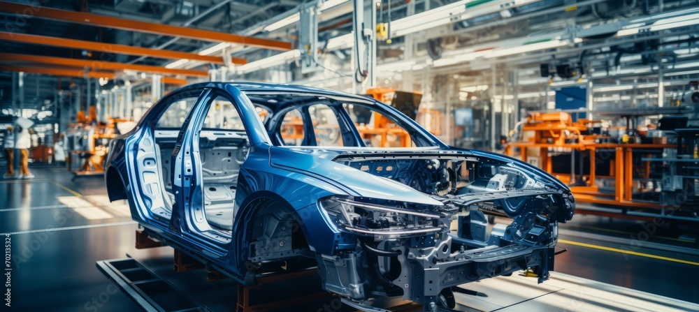 Naklejka premium Car production. Generative AI technology.