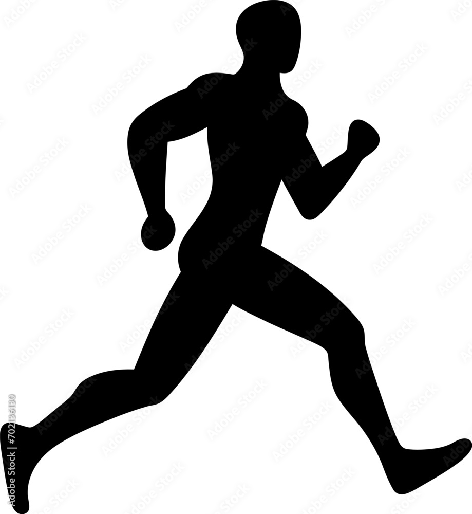 Runner is running silhouette icon in black color. Vector template design.