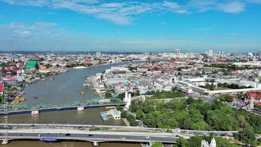 Bangkok, Thailand: Aerial view of Wat Pho temple complex (Temple of the Reclining Buddha) in heart of Thai capital city, Grand Palace on horizon - landscape panorama of Southeast Asia from above Bangkok, Thailand: Aerial view of Wat Pho temple complex (Temple of the Reclining Buddha) in heart of Thai capital city, Grand Palace on horizon - landscape panorama of Southeast Asia from above