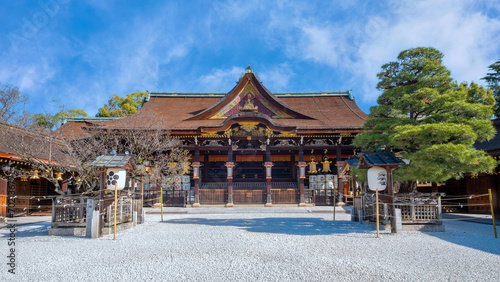 Kitano Tenmangu Shrine in Kyoto, Japan is one of the most important of several hundred shrines across Japan dedicated to Sugawara Michizane, a scholar and politician © coward_lion