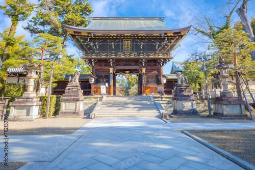 Kitano Tenmangu Shrine in Kyoto, Japan is one of the most important of several hundred shrines across Japan dedicated to Sugawara Michizane, a scholar and politician photo