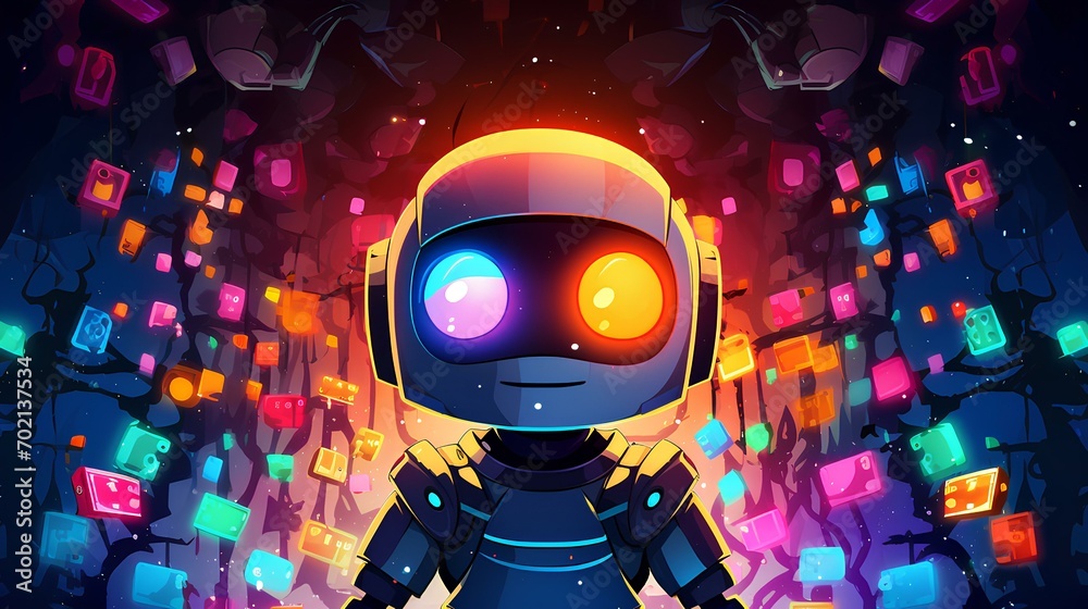 Small robot with colorful lights illustration