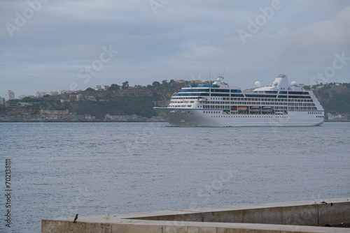 Luxury cruiseship cruise ship liner Sirena arrival into port of Lisbon, Portugal photo