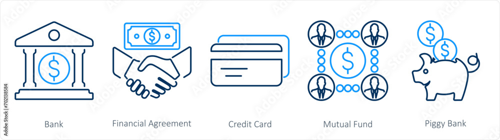 A set of 5 Finance icons as increase revenue, growth, budget A set of 5 Finance icons as increase revenue, growth, budget