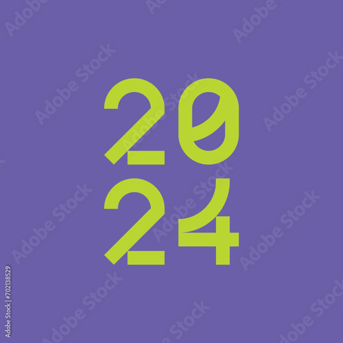 2024 digits on minimalist and modern design typography. Colorful logo in two line on purple background. (ID: 702138529)