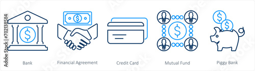 A set of 5 Finance icons as increase revenue, growth, budget