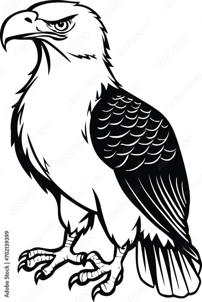 Eagle with fish flying, sketch vector image