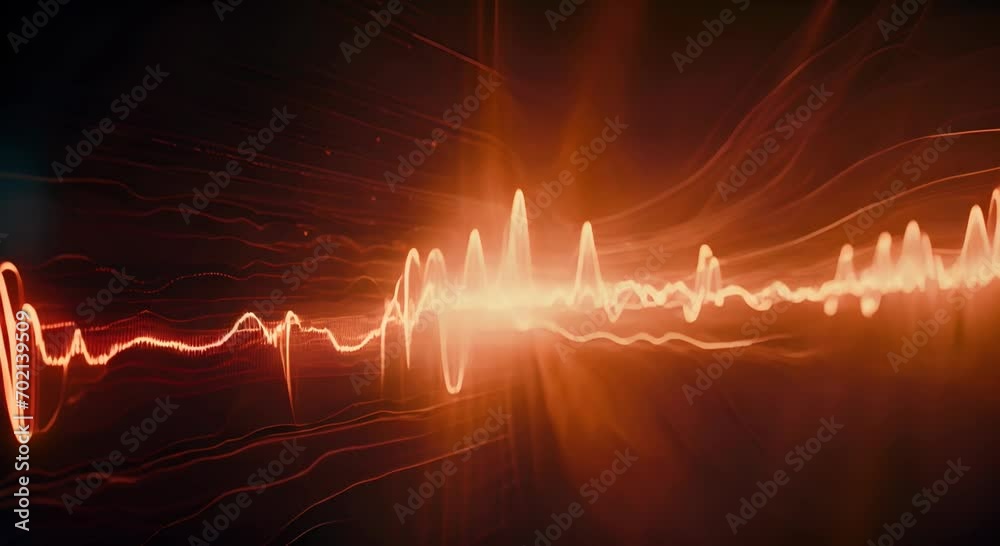 A pulsating wave with rays of light on a dark background. The concept of energy and life. A pulsating wave with rays of light on a dark background. The concept of energy and life.