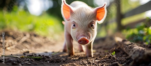 Cute farm pig Small piglet ...