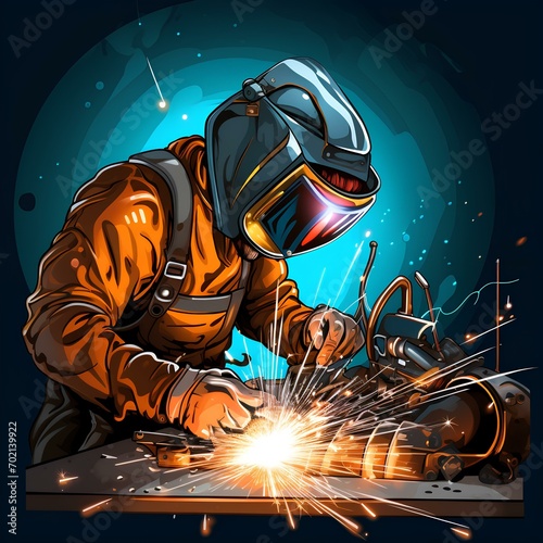 welder working in the factory illustration photo