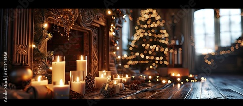 Christmas fireplace with ca...