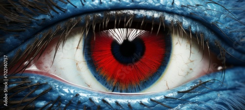 Red monster eye. Generative AI technology. 