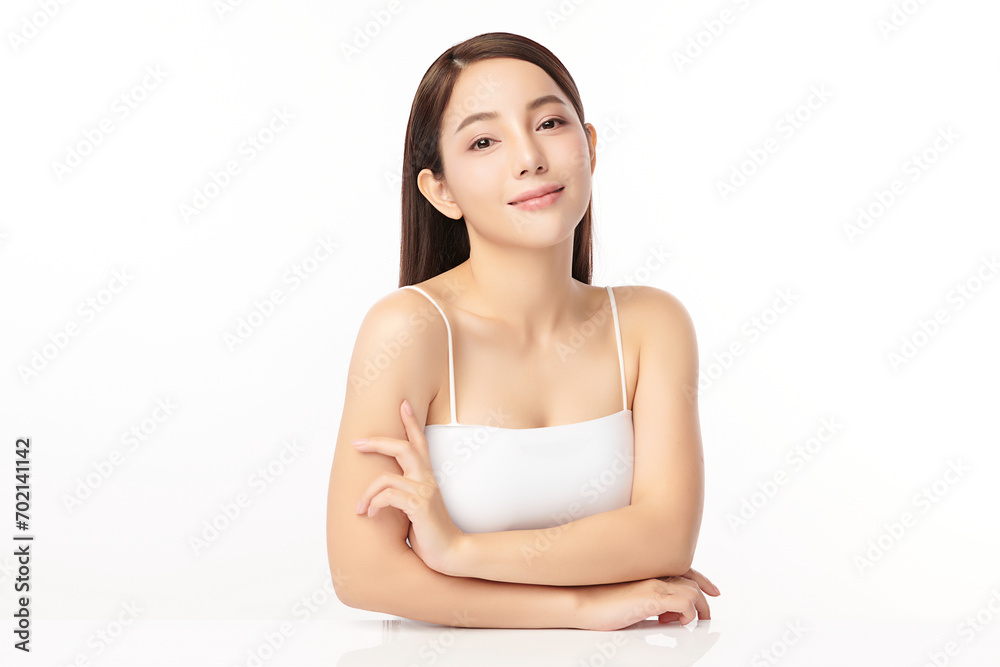Beautiful young asian woman with clean fresh skin on white background, Face care, Facial treatment, Cosmetology, beauty and spa, Asian women portrait. Beautiful young asian woman with clean fresh skin on white background, Face care, Facial treatment, Cosmetology, beauty and spa, Asian women portrait.