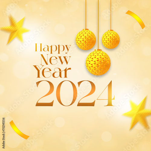 Happy New Year 2024. Social Media Post.