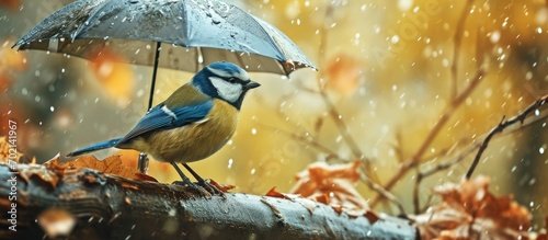 Blue tit under a natural um...