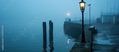 Bollard light in a harbor o...