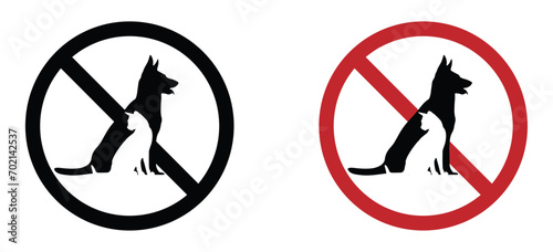 No pet allowed vector icons. Cat and dog no pet allowed vector signs
