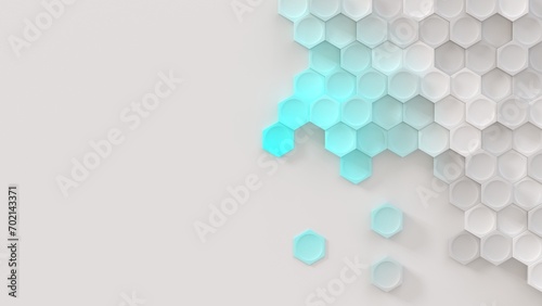 White light blue gradient abstract background hexagons with shadows © PolyGonGun