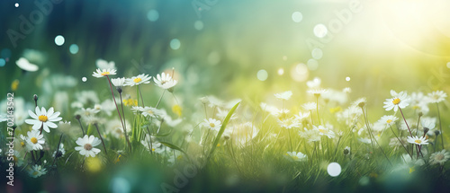 Ultra wide background, softly lit spring foliage, copy space, image for various creative projects