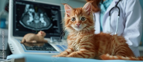 Female Veterinarian Using a...