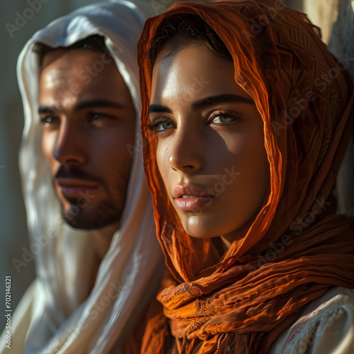 Portrait of a Middle Eastern Muslim Couple in Traditional Dress