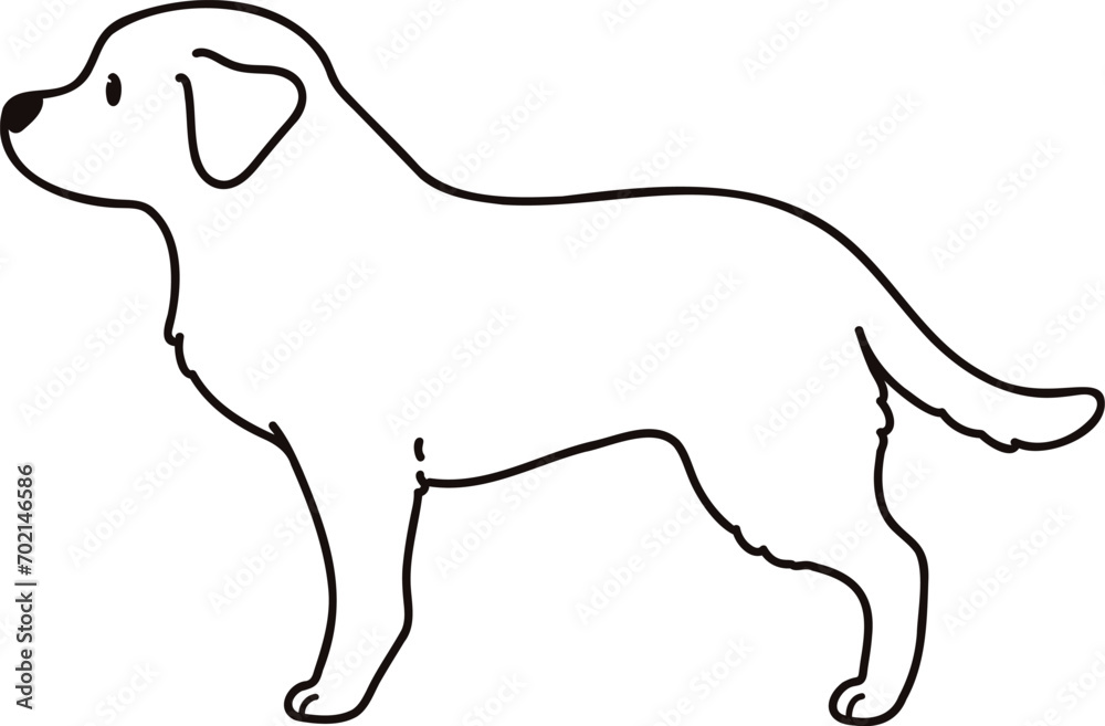 Simple and cute illustration of Labrador Retriever in side view with only outlines Simple and cute illustration of Labrador Retriever in side view with only outlines
