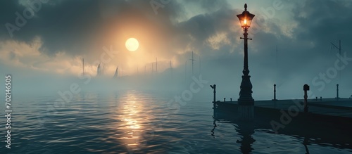 Bollard light in a harbor o...
