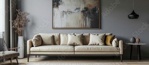 Elegant beige sofa standing...