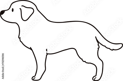 Simple and cute illustration of Labrador Retriever in side view with only outlines