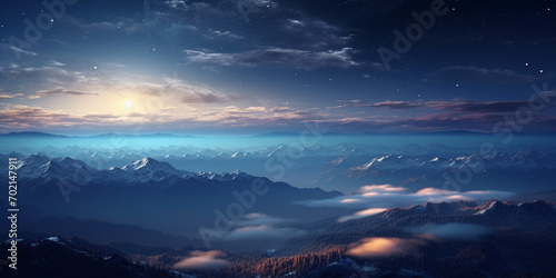 Amazing landscape of full moon from the top of mountain