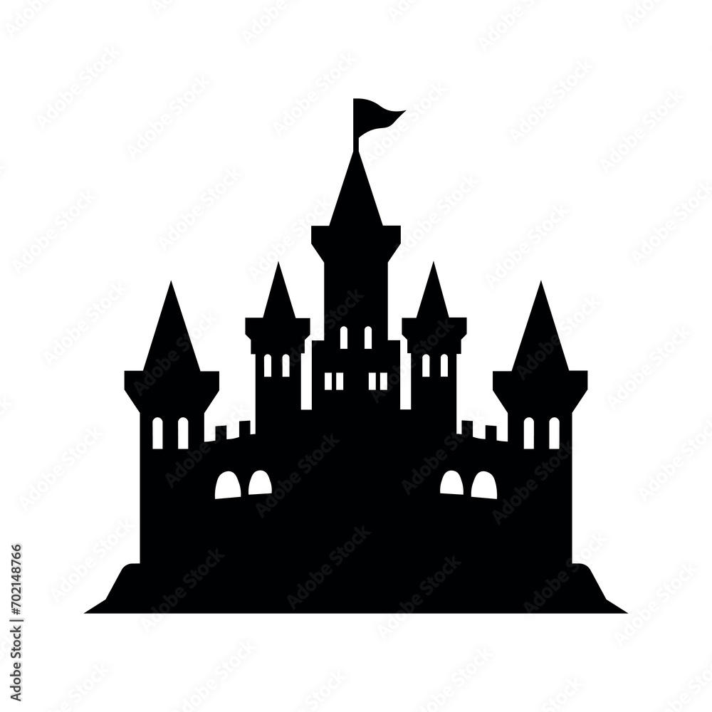 Castle black vector icon on white background