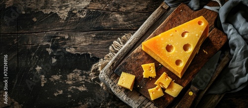 Block of hard cheese on cut...