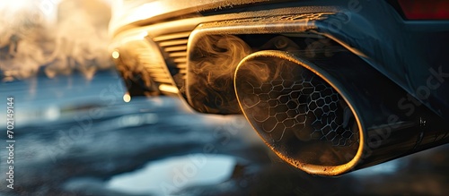 Dual exhaust pipe close up ...