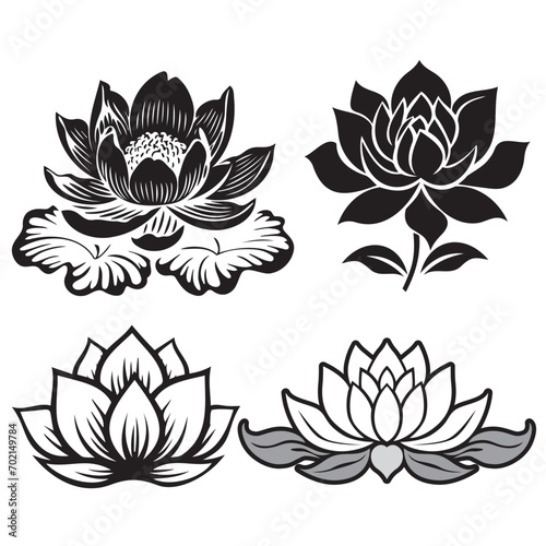 outline lotus flower tattoo style