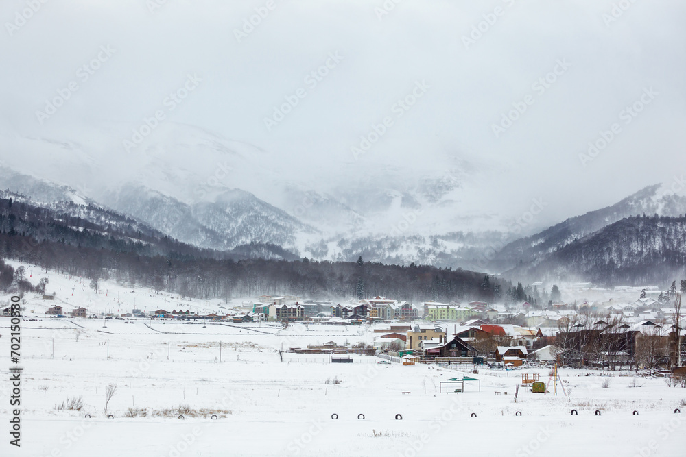 View of Bakuriani, winter resort in Georgia