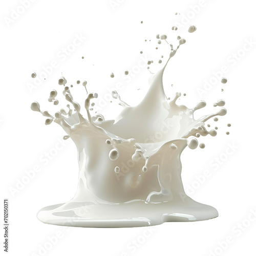 White milk wave splash with splatters and drops, Milk splash isolated on transparent background, white creamy liquid crown wave swirl drops