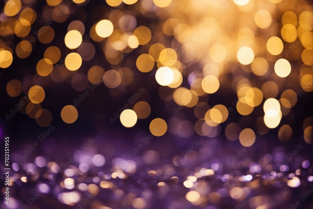 Gold bokeh light against purple background