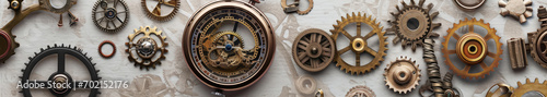 Background Of Steampunk Elements On Light Gray Background