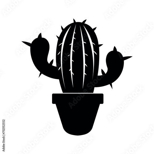 Cactus black vector icon on white background