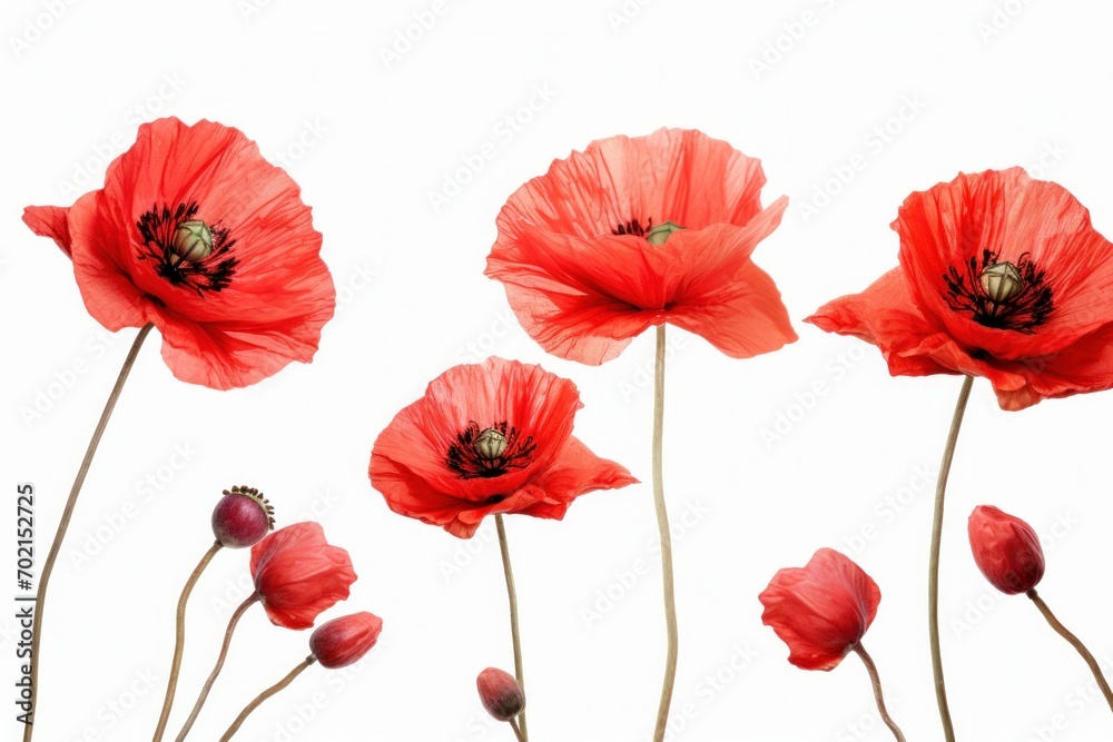 Fototapeta premium poppy flowers isolated on white background