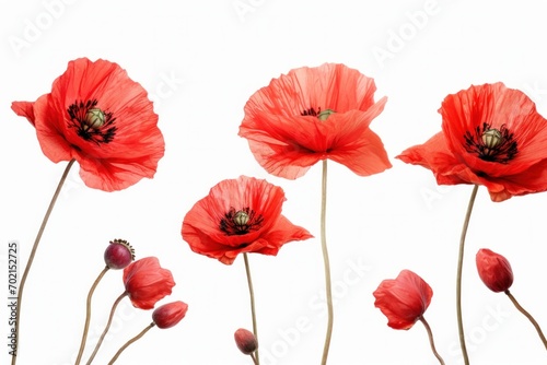 poppy flowers isolated on white background