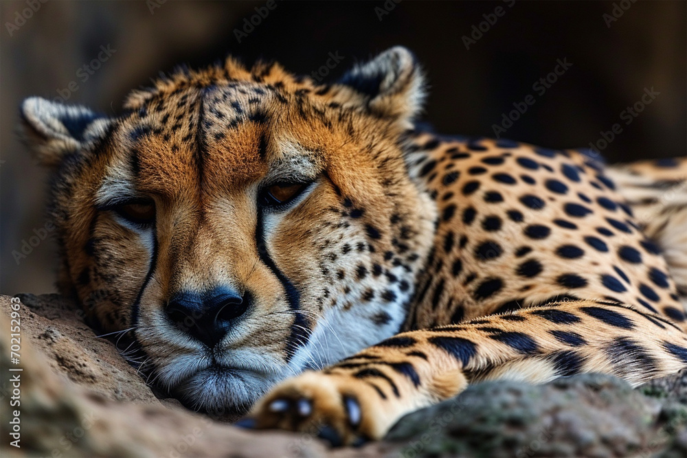 the cheetah is sleeping