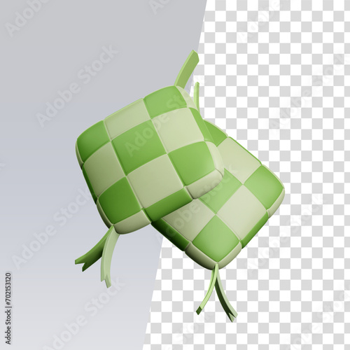3d rendering of ketupat islamic food icon photo
