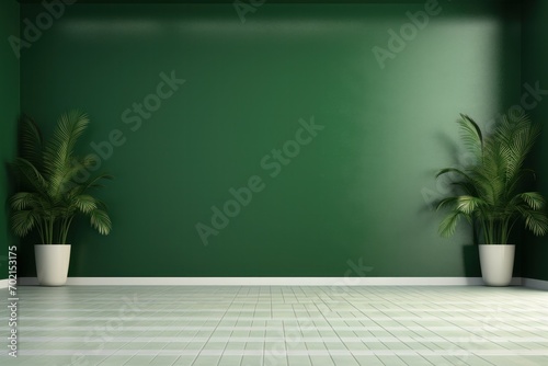 Empty room green marble floor, Modern cozy mock-up furniture decor and white empty living room, and empty wall background